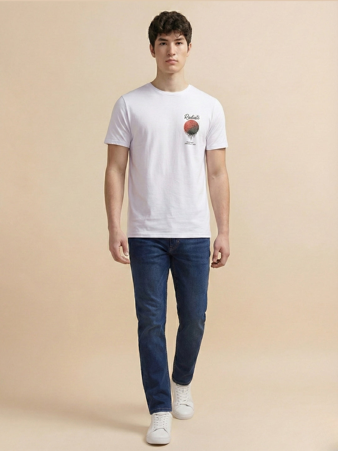 Men's Graphic Typography Print Round Neck Half Sleeves T-Shirt