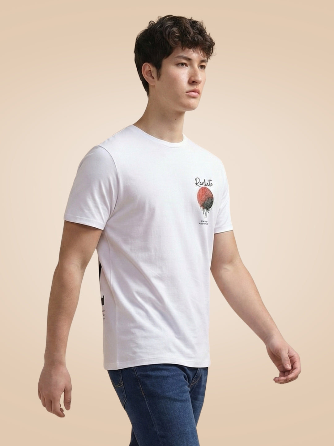 Men's Graphic Typography Print Round Neck Half Sleeves T-Shirt Secondary image