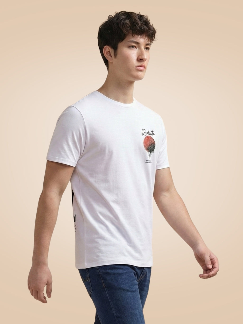 Men's Graphic Typography Print Round Neck Half Sleeves T-Shirt