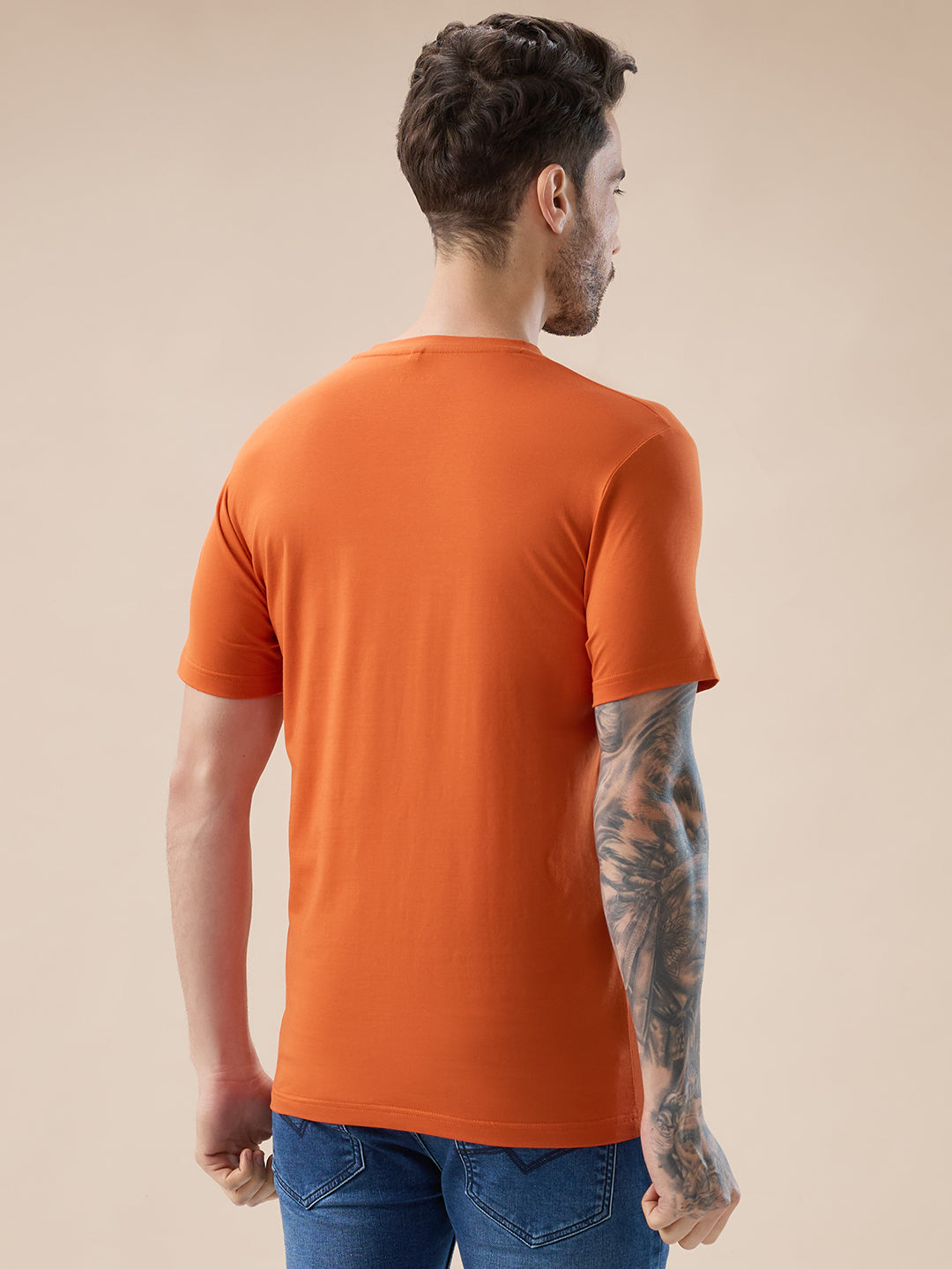 Men's Placement Typography Graphic Print Half Sleeves Round Neck T-Shirt