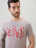 Men's Typography Print Round Neck Half Sleeve T-Shirt with Front and Back Design