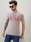 Men's Typography Print Round Neck Half Sleeve T-Shirt with Front and Back Design