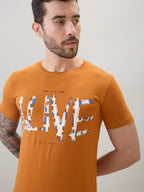 Men's Typography Print Round Neck Half Sleeve T-Shirt with Front and Back Design