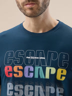 Men's Chest Typography Print Round Neck Half Sleeves Regular Fit T-Shirt