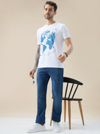 Men's Round Neck Half Sleeve T-Shirt with Chest Graphic Typography Print