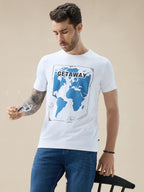 Men's Round Neck Half Sleeve T-Shirt with Chest Graphic Typography Print