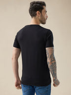 Men's Chest Rubberized Graphic Print Round Neck Half Sleeve Regular Fit T-Shirt
