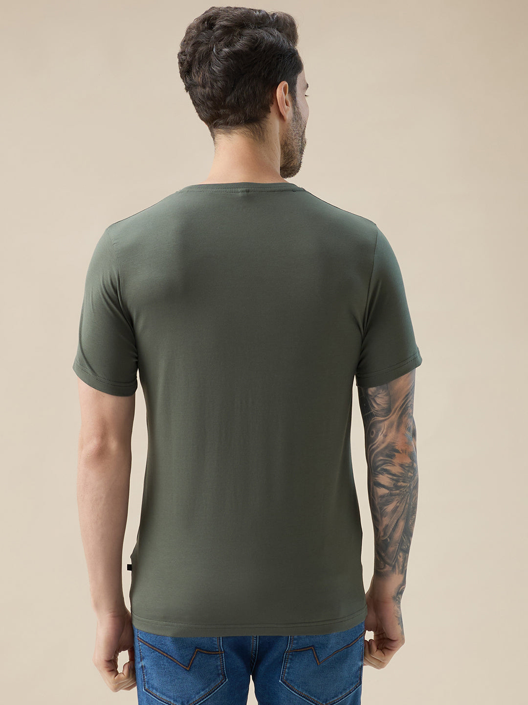 Men's Chest Rubberized Graphic Print Round Neck Half Sleeve Regular Fit T-Shirt