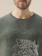 Men's Chest Rubberized Graphic Print Round Neck Half Sleeve Regular Fit T-Shirt