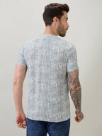 Mens Textured Typography Print Round Neck Regular Fit Half Sleeve T-Shirt
