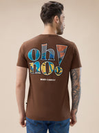 Men's Chest & Back Typography Print Round Neck Half Sleeves Regular Fit T-Shirt