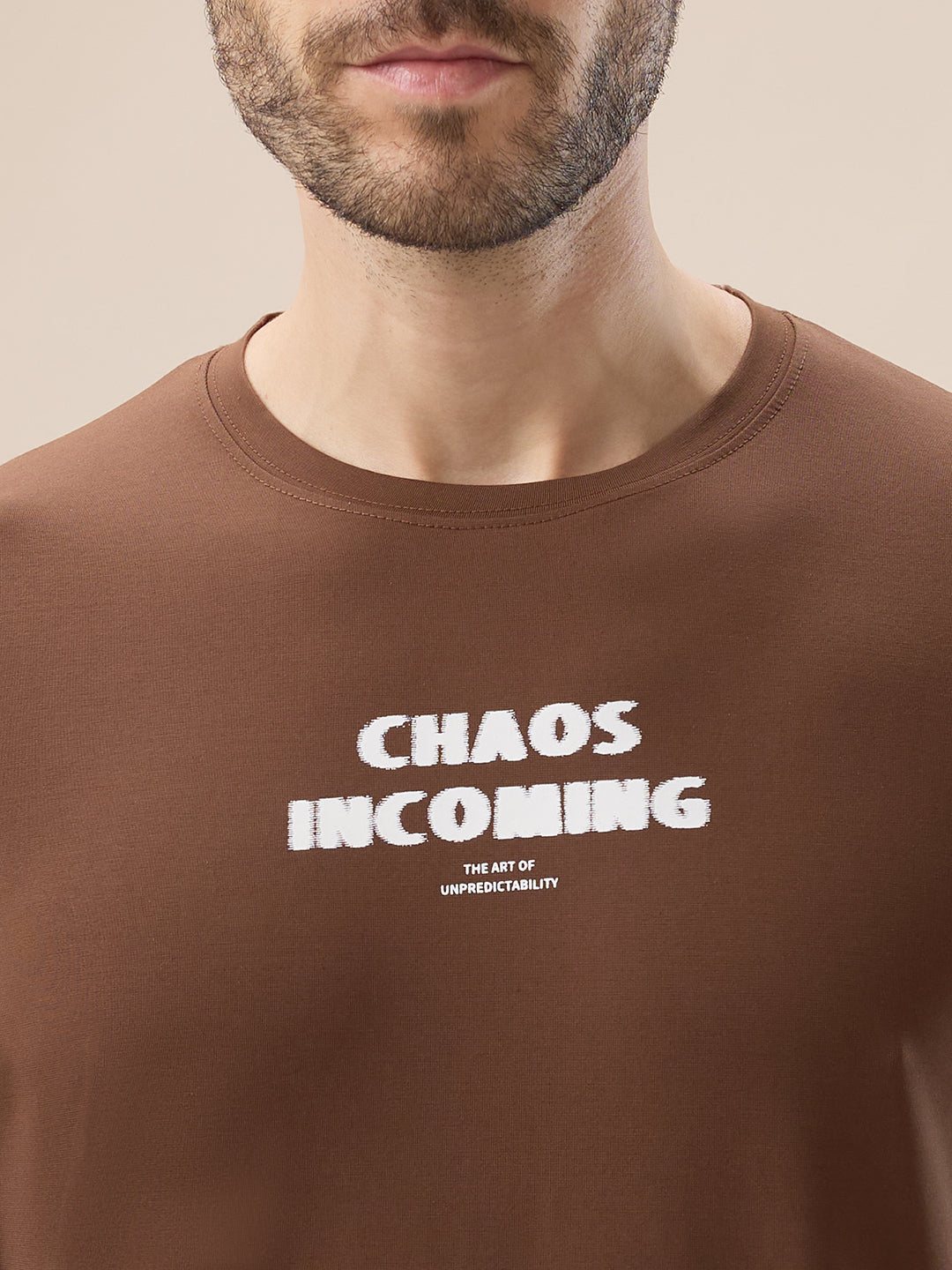 Men's Chest & Back Typography Print Round Neck Half Sleeves Regular Fit T-Shirt