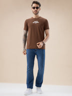 Men's Chest & Back Typography Print Round Neck Half Sleeves Regular Fit T-Shirt