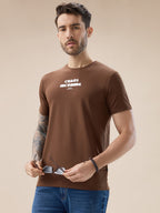 Men's Chest & Back Typography Print Round Neck Half Sleeves Regular Fit T-Shirt