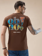 Men's Chest & Back Typography Print Round Neck Half Sleeves Regular Fit T-Shirt