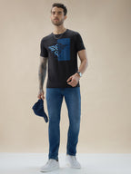 Men's Chest Brand Logo Graphic Print Round Neck Half Sleeve Regular Fit T-Shirt