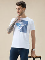 Men's Chest Brand Logo Graphic Print Round Neck Half Sleeve Regular Fit T-Shirt