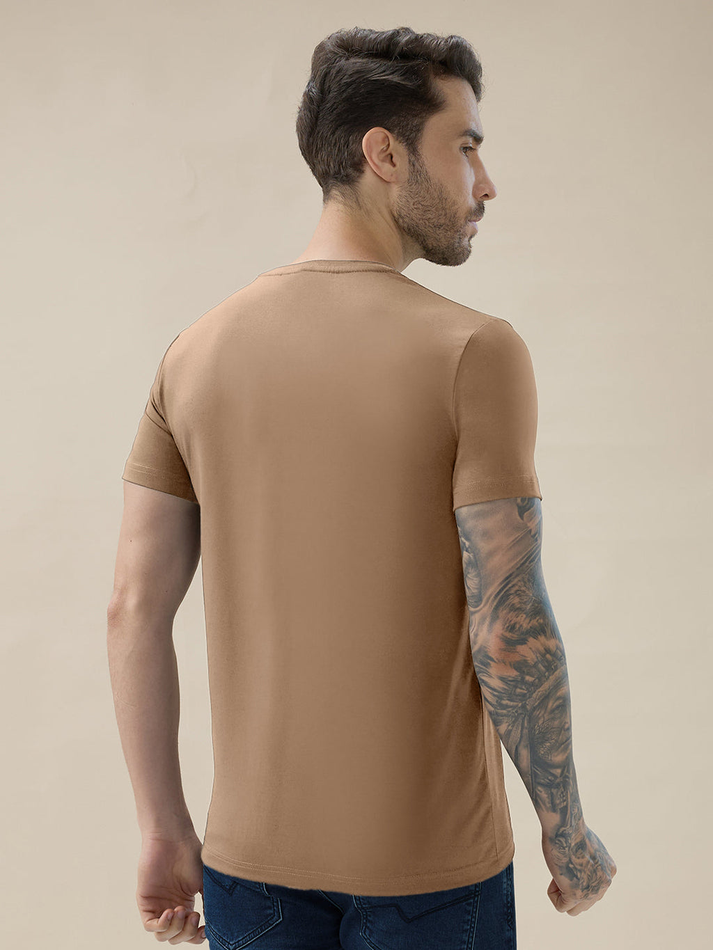Men's Chest Rubberized Graphic Print Round Neck Half Sleeve Regular Fit T-Shirt