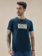 Men's Chest Rubberized Graphic Print Round Neck Half Sleeve Regular Fit T-Shirt