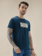 Men's Chest Rubberized Graphic Print Round Neck Half Sleeve Regular Fit T-Shirt