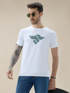 Men's Chest Brand Logo Graphic Print Round Neck Half Sleeve Regular Fit T-Shirt
