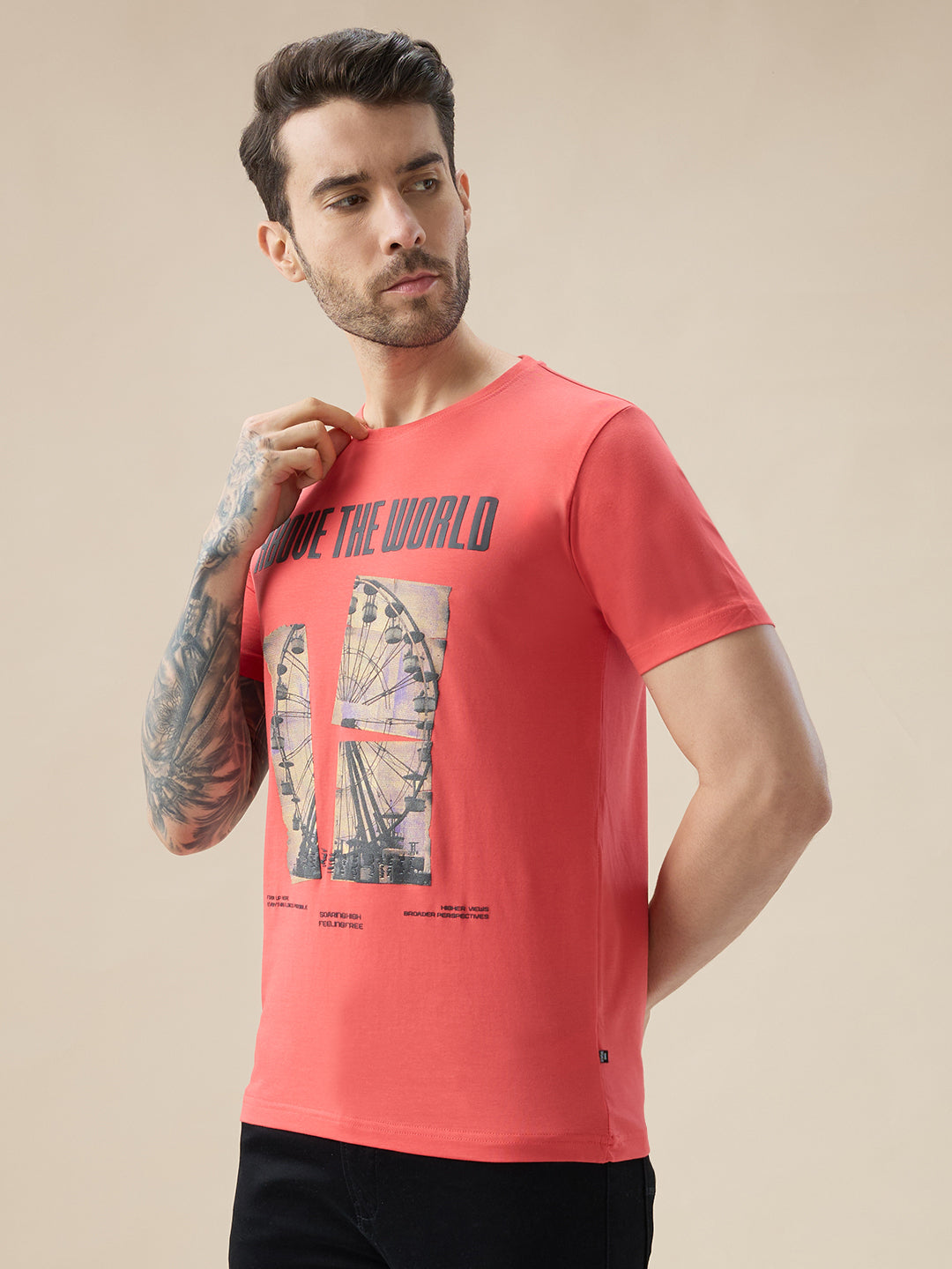 Men's Round Neck Half Sleeve Regular Fit Graphic Print T-Shirt Secondary image