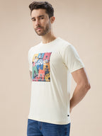 Men's Graphic and Typography Print Round Neck Regular Fit T-Shirt