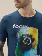 Men's Round Neck Half Sleeve Regular Fit Camera Graphic Print T-Shirt