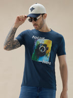 Men's Round Neck Half Sleeve Regular Fit Camera Graphic Print T-Shirt