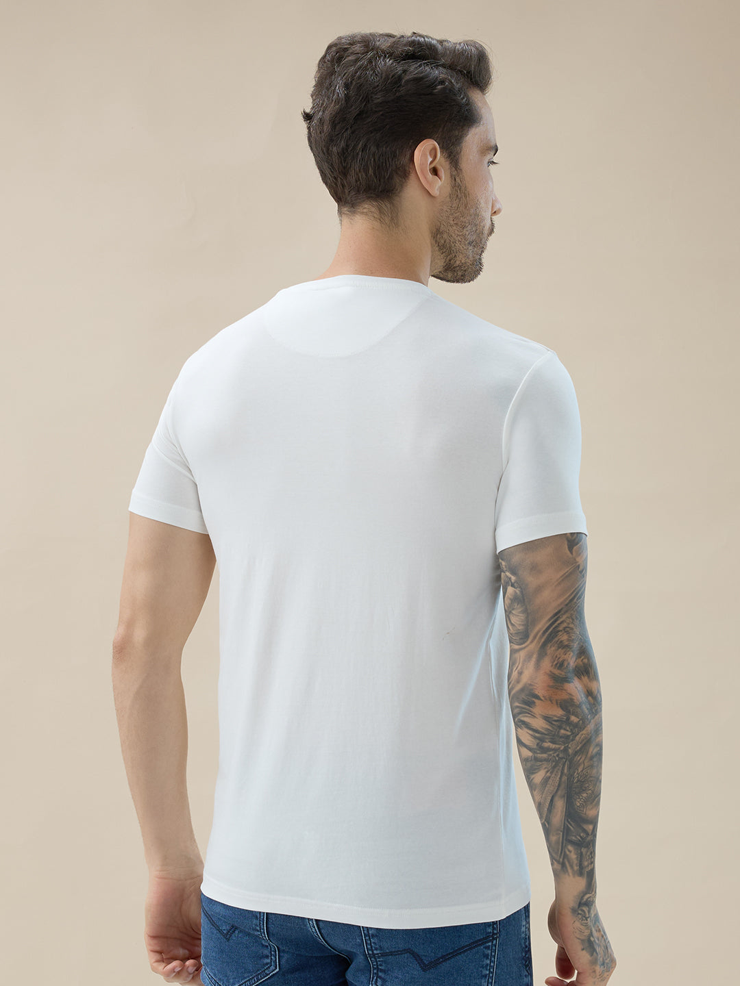Men's Round Neck Half Sleeve Regular Fit Camera Graphic Print T-Shirt