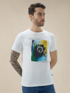 Men's Round Neck Half Sleeve Regular Fit Camera Graphic Print T-Shirt