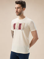Men's Rubberized Typography Print Round Neck Regular Fit T-Shirt
