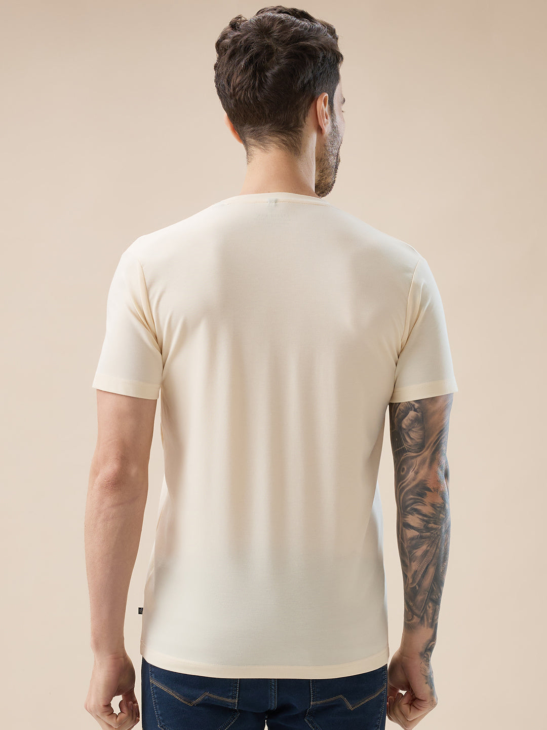 Men's Rubberized Typography Print Round Neck Regular Fit T-Shirt