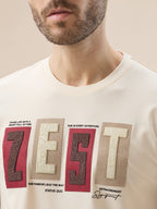 Men's Rubberized Typography Print Round Neck Regular Fit T-Shirt