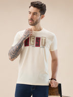 Men's Rubberized Typography Print Round Neck Regular Fit T-Shirt