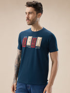 Men's Rubberized Typography Print Round Neck Regular Fit T-Shirt