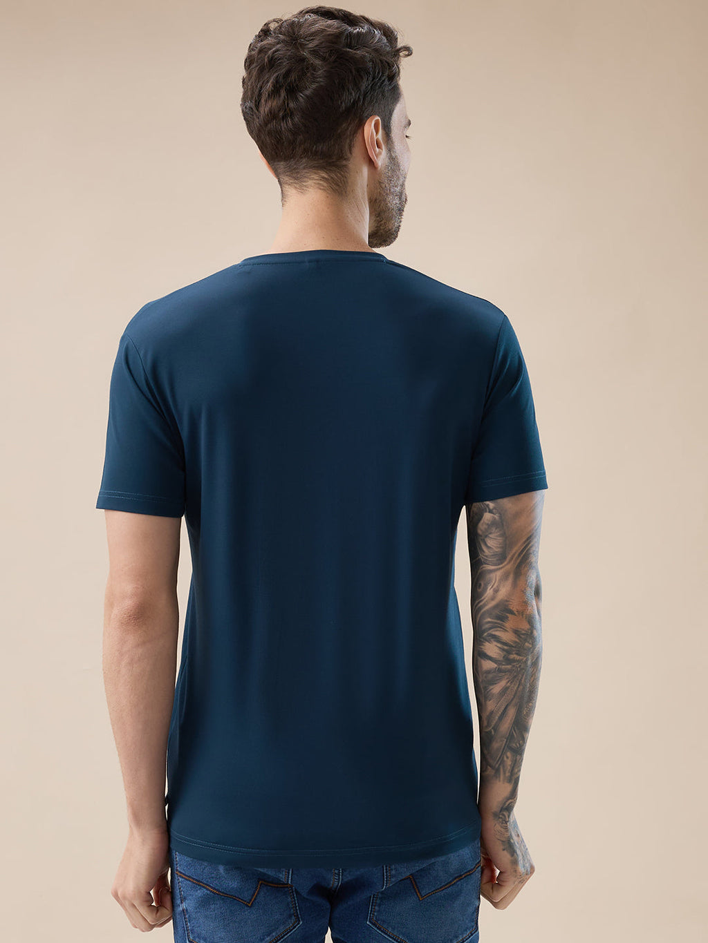 Men's Rubberized Typography Print Round Neck Regular Fit T-Shirt