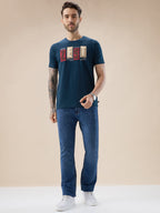 Men's Rubberized Typography Print Round Neck Regular Fit T-Shirt
