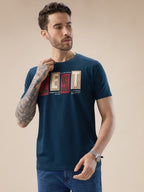 Men's Rubberized Typography Print Round Neck Regular Fit T-Shirt