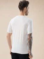 Mens Textured Typography Print Round Neck Regular Fit T-Shirt