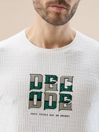 Mens Textured Typography Print Round Neck Regular Fit T-Shirt