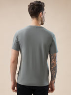 Mens Applique Typography Print Round Neck Regular Fit T-Shirt