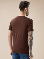 Mens Chest Typography Graphic Print Round Neck Regular Fit T-Shirt