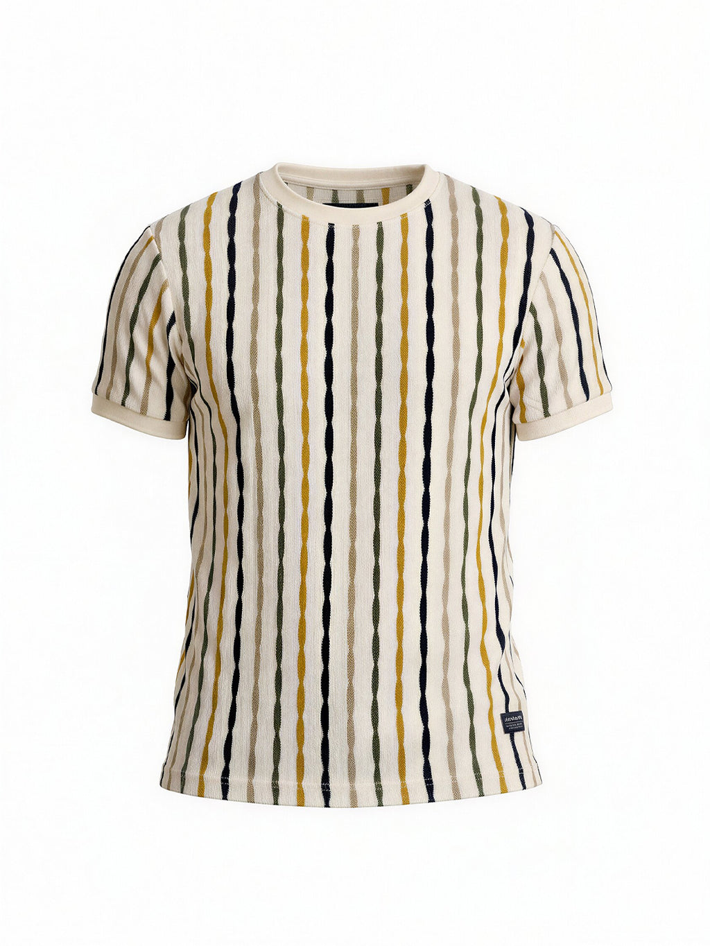 Multi-Stripe Textured Knit T-Shirt