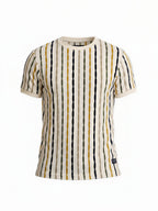 Multi-Stripe Textured Knit T-Shirt