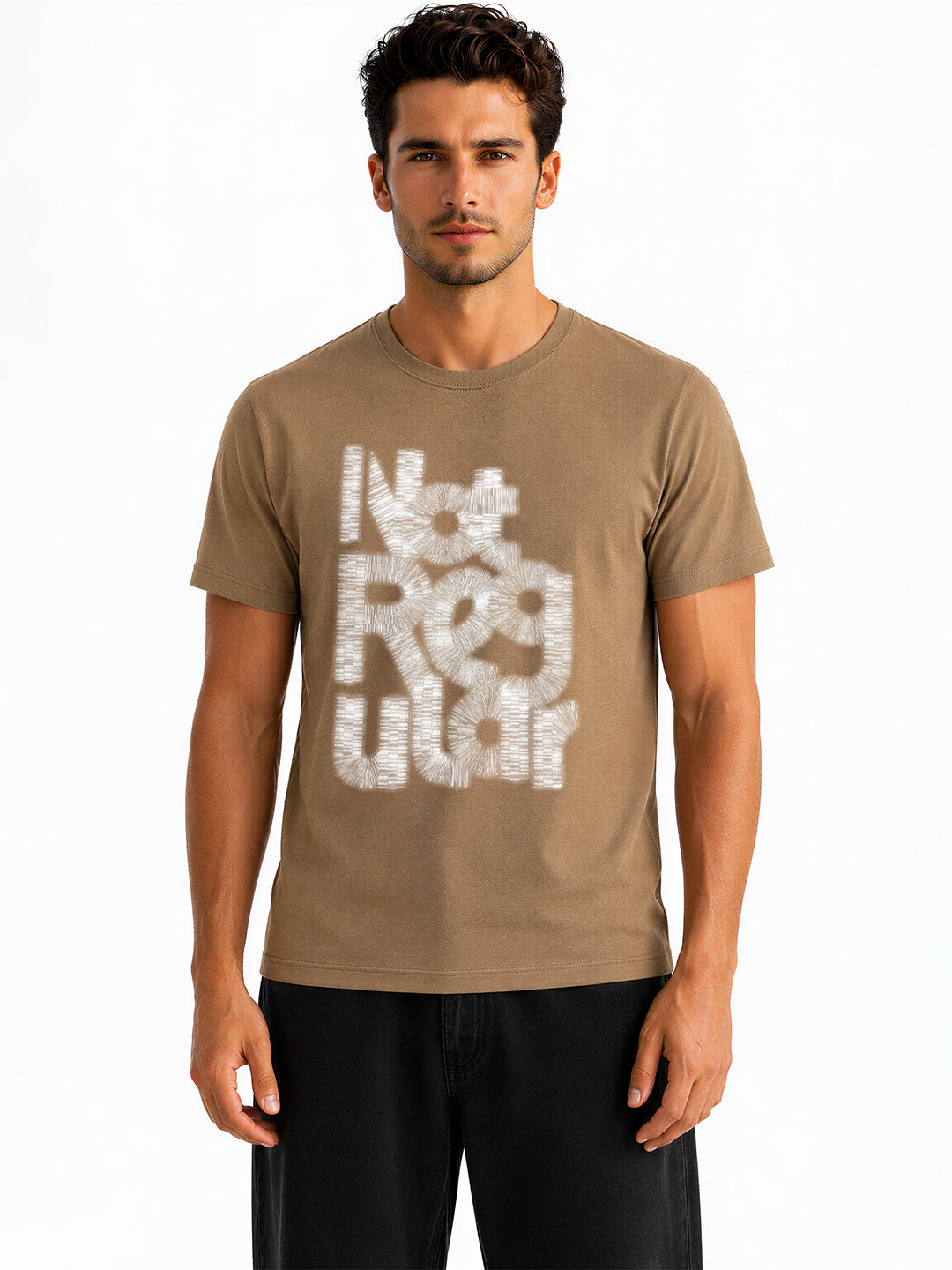 Distressed Typography Printed T-shirt