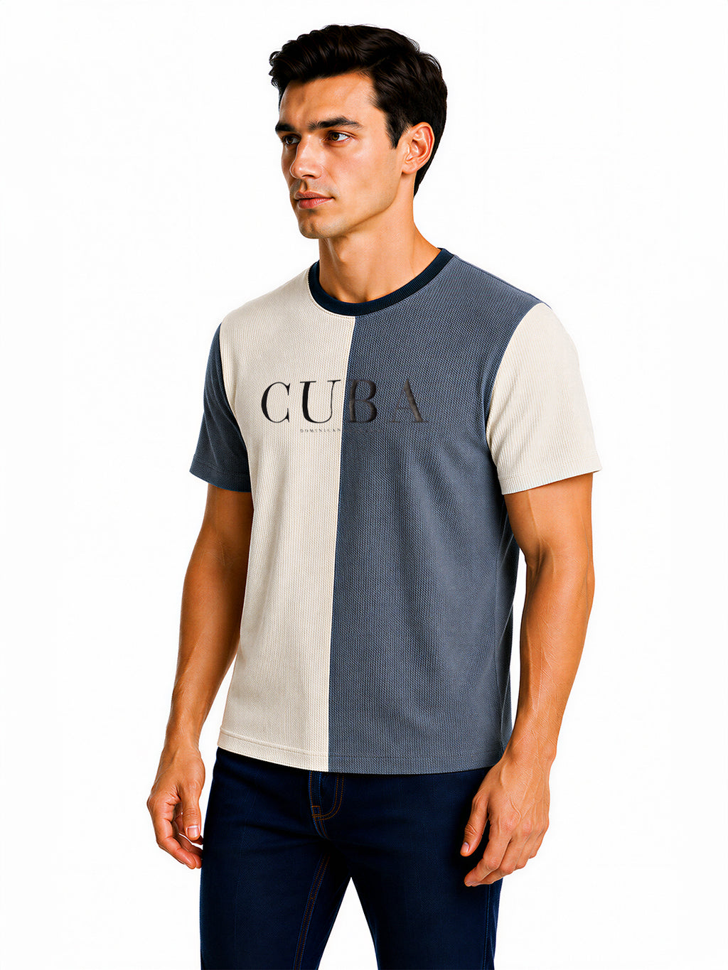 Colour Block Typography Printed T-shirt