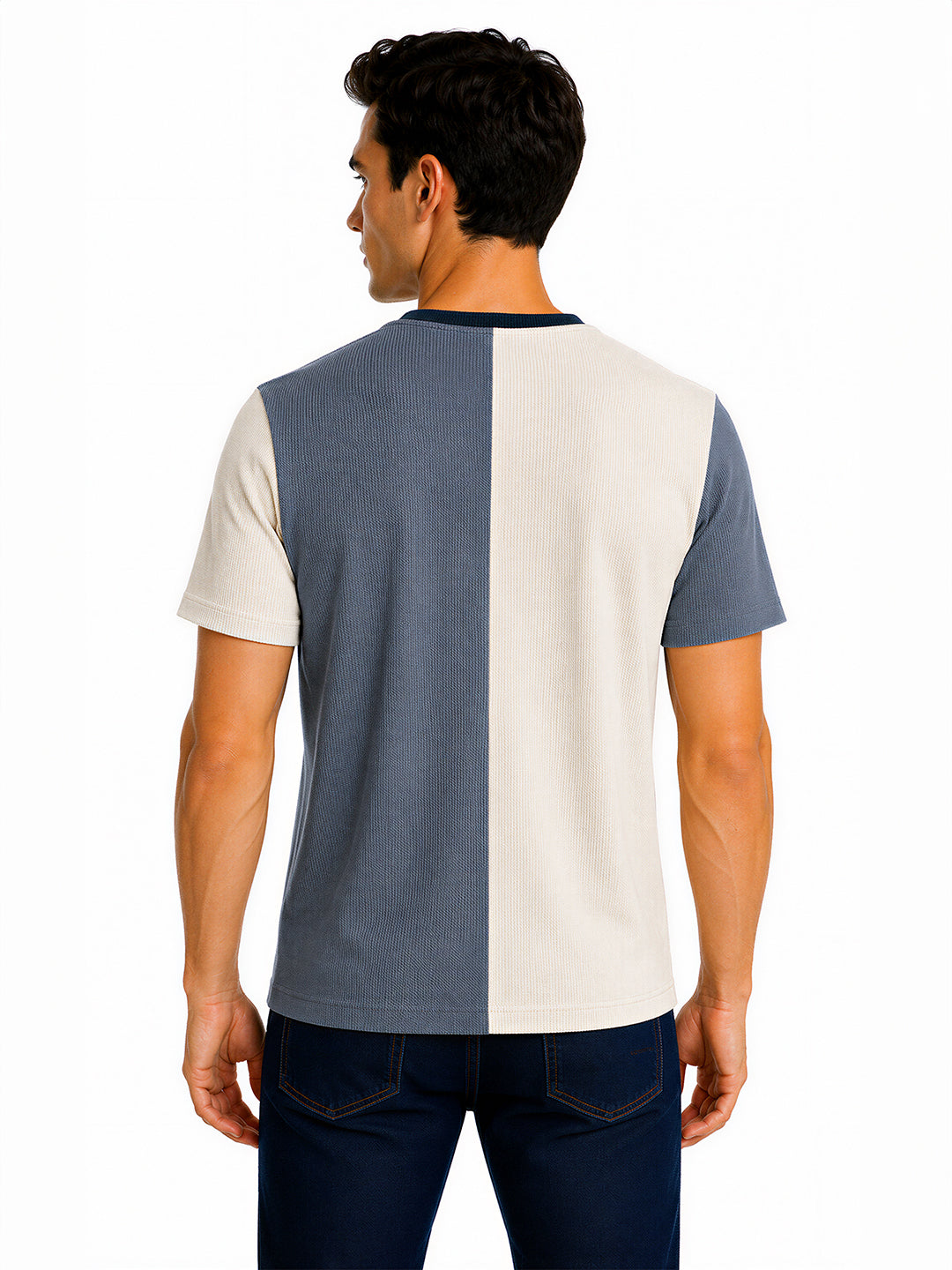 Colour Block Typography Printed T-shirt