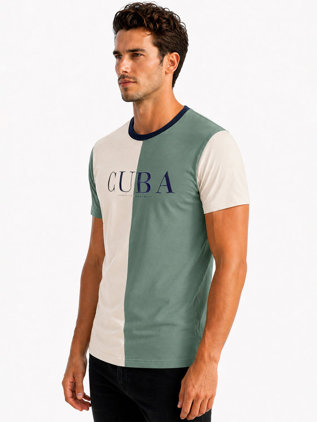 Colour Block Typography Printed T-shirt