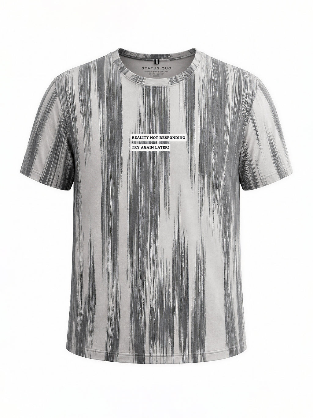 Men's Grey Striped Cotton Blend Regular Fit Round Neck T-Shirt